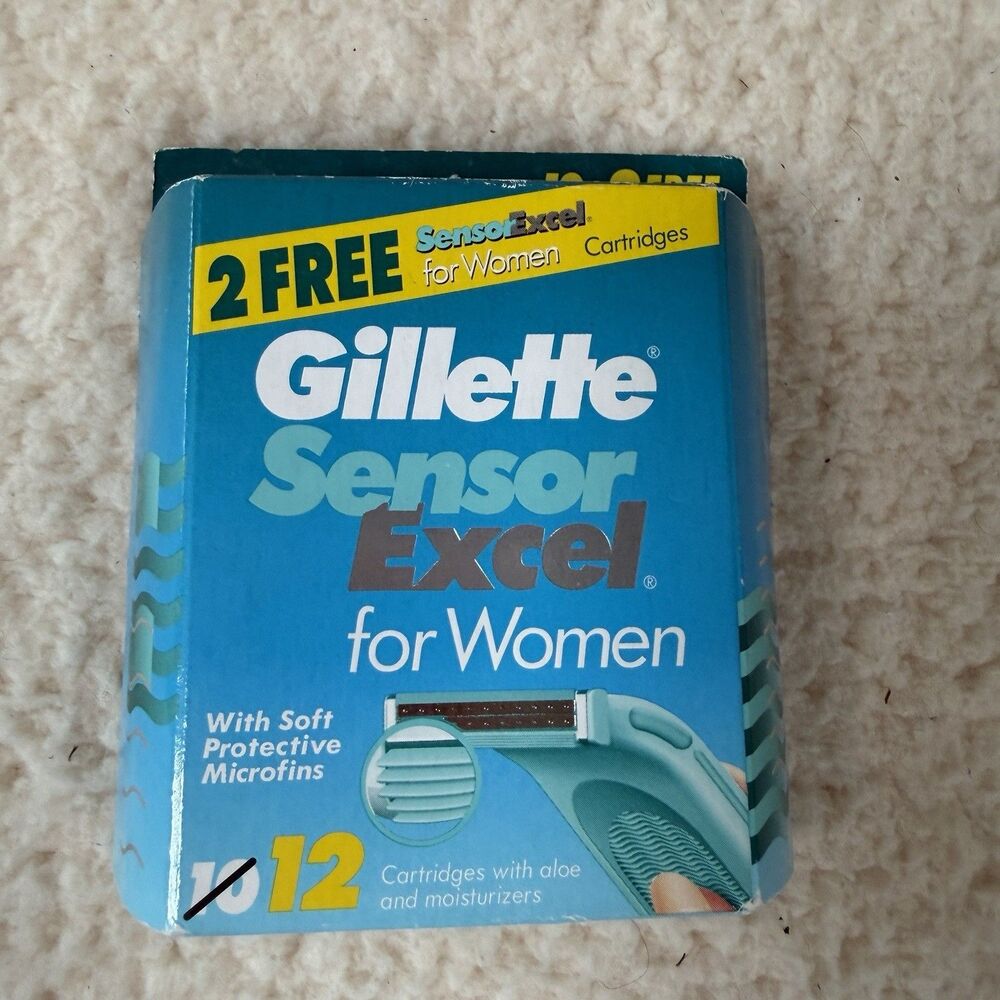 12 Gillette Sensor EXCEL WOMEN'S Shaver Razor Blade Cartridges With Aloe 1996